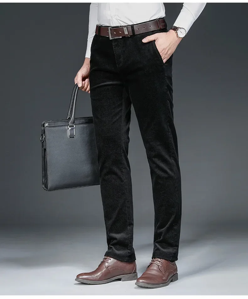 Autumn Classic Velvet Black Elegant Men Suit Pants Casual Men's Trousers Slim Fit Formal Business Custom Plus Size Men Pants