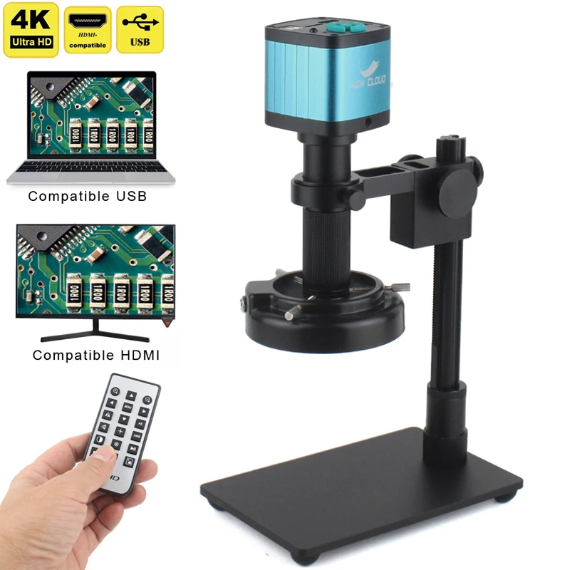 

48MP 4K 2K 1080P HDMI USB VGA видеомикроскоп камера с 150-кратным объективом электронный промышленный микроскоп для ремонта телефонов и пайки