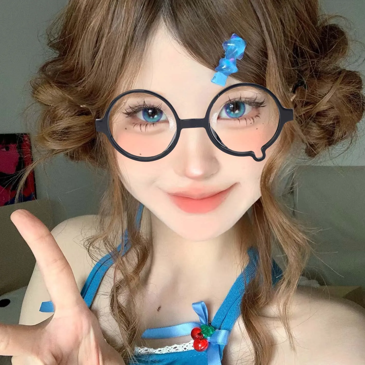 Crying Tears Glasses Frame Retro Subculture Anime Cosplay Accessory Unisex Eyewear Y2K Trendy Gifts for Halloween Birthday Party