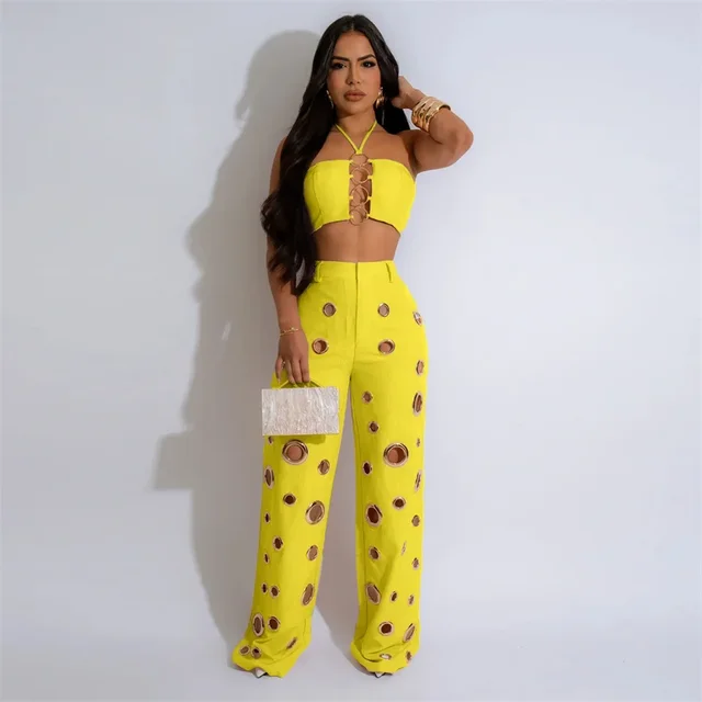 Courtney Halter Crop Top Pant Set 4