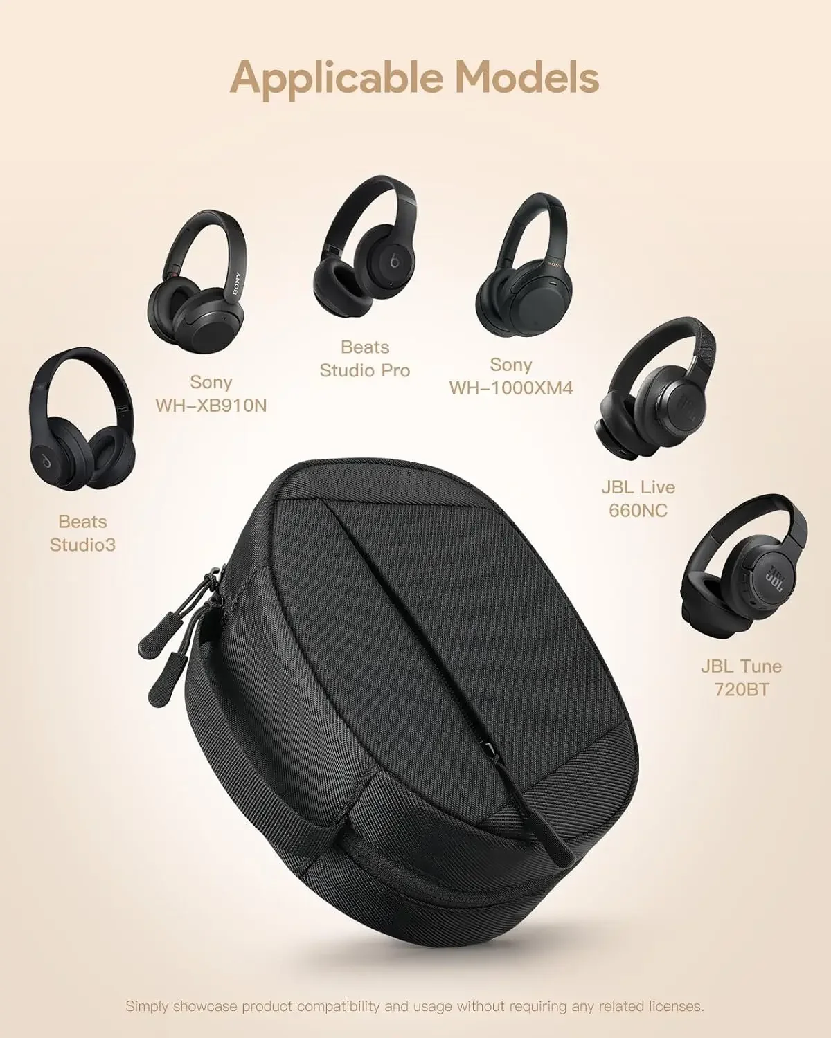 Soft Case for Beats Studio Pro/sony wh 1000xm4/Beats Studio 3 Headphone, Travel Portable Protective Carrying Cover Storage Bag
