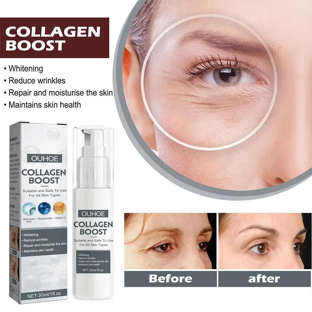 

Women Collagen Boost Anti-Aging Serum Collagen Booster for Face with Hyaluronic Acid Unisex Collagen Facial Cream 30ml