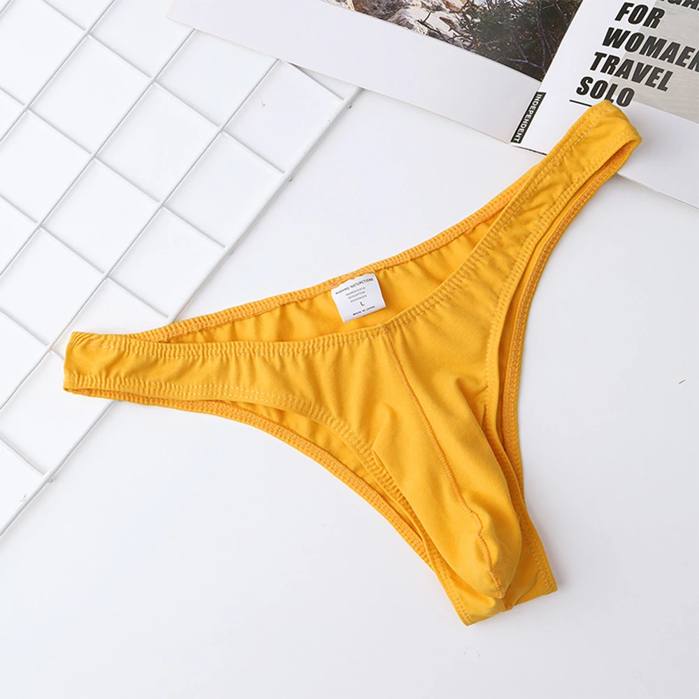 

Elasticity Slips Men's Cotton Smooth Briefs Ultra-Soft T-Back Thong Underwear Low Rise Youth Male Bikini G-String Underpants
