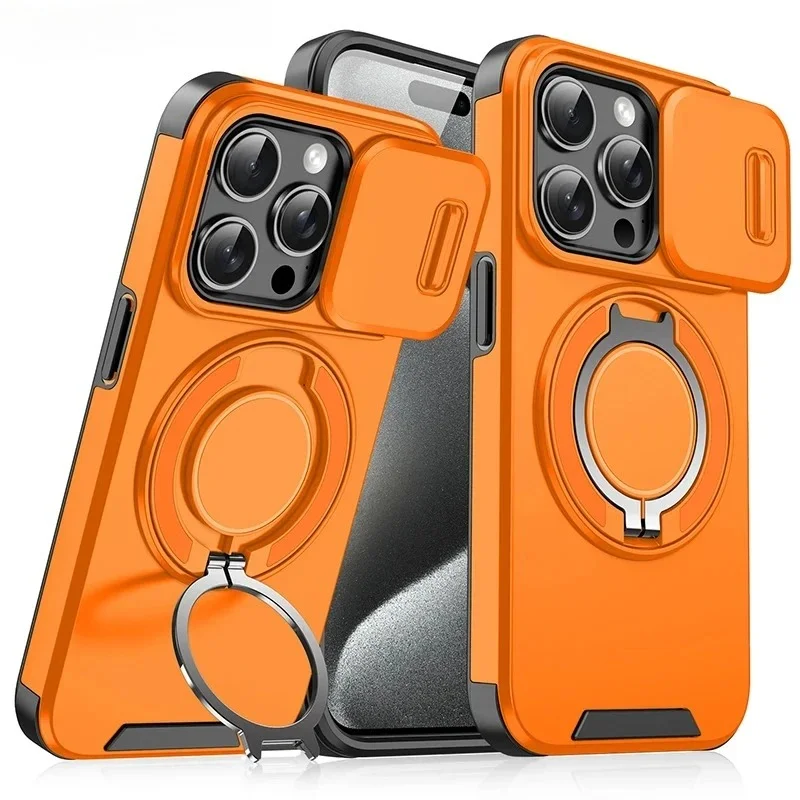 360° Rotating Car Holder Ring with Window Protection - Metal Phone Case Cover