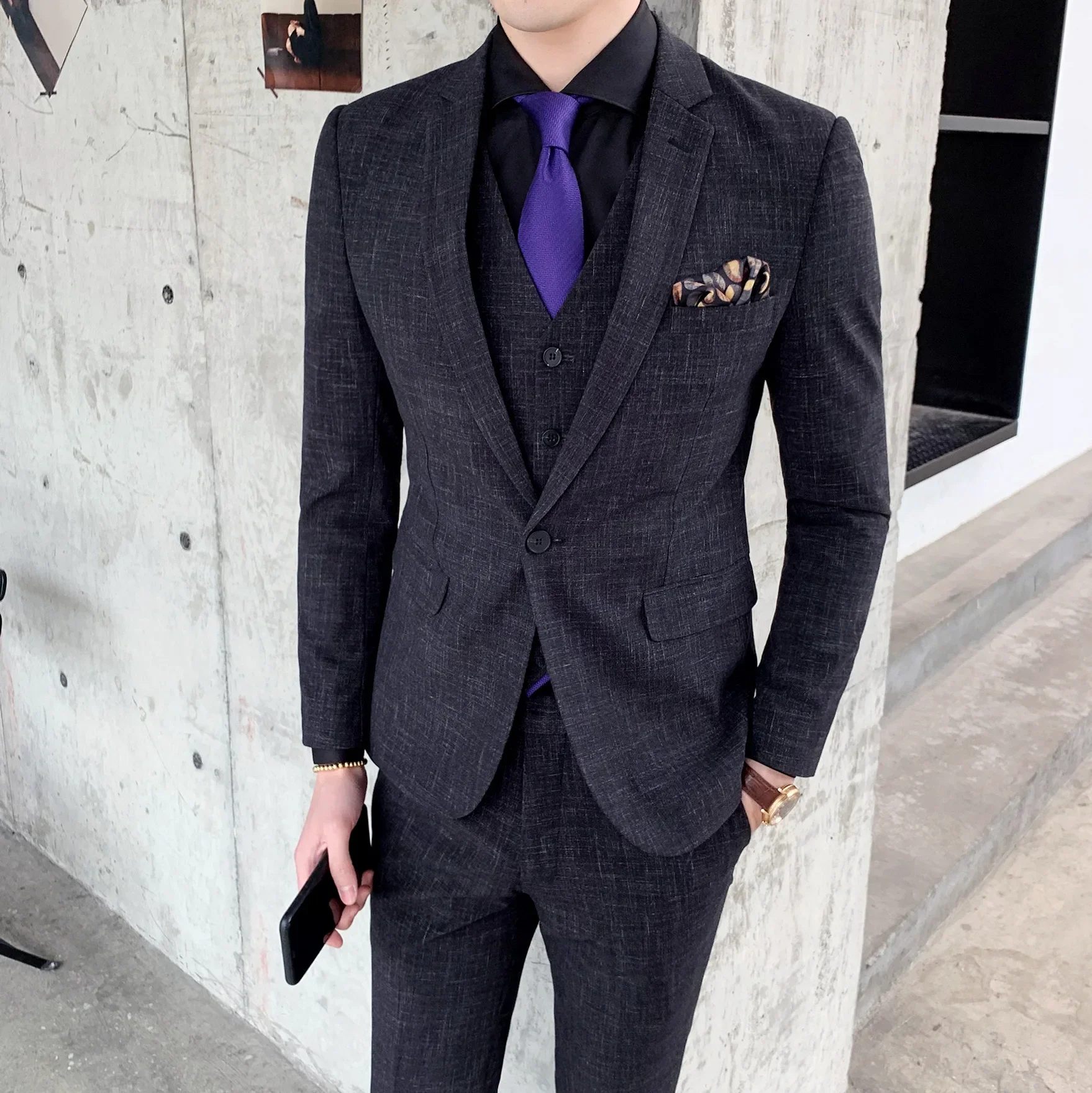

3182 Suit Suit Men's Autumn Slim Three Piece Groom Wedding Suit