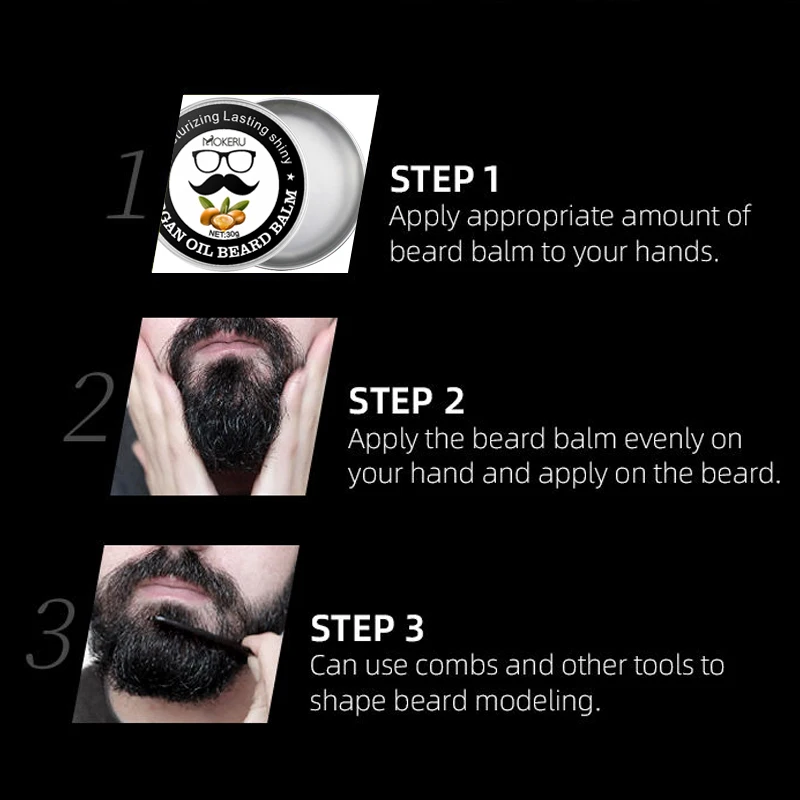 20pcs/Lot Natural Beard Balm 30g Cream for man hair styling wax for men