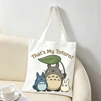 Borse in Tela Totoro per Donne, Shopper con Motivi Anime di Miyazaki, Borsa a Tracolla Riutilizzabile con Cartoni Animati Giapponesi