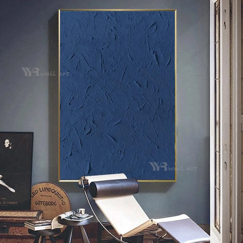 

Постер на холсте с абстрактной текстурой, Настенный декор ручной работы, картина маслом для гостиной, спальни, крыльца, коридора, подвесное изображение, синий цвет