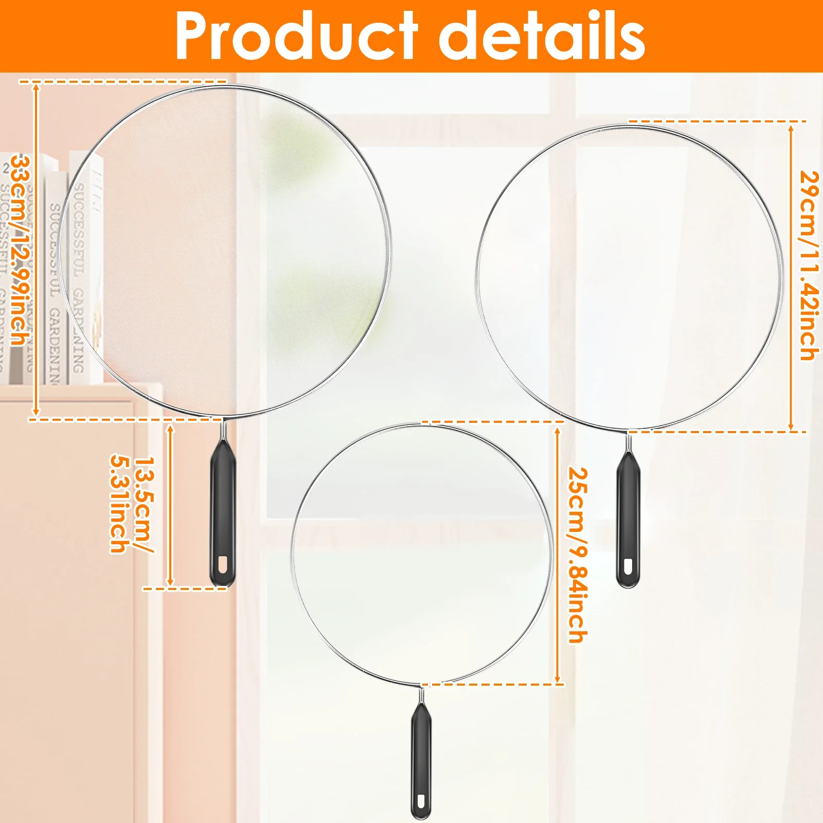 25/29/33cm Grease Splatter Screen for Frying Pan Stops 99% of Hot Oil Splash Splatter Guard for Cooking Iron Skillet Lid