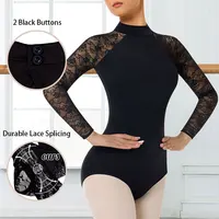 Women Turtleneck Long Sleeves Ballet Dance Leotards for Adult Gymnastics Dance Tops with Water-drop Hollow Back and Soft Lining - Image 3