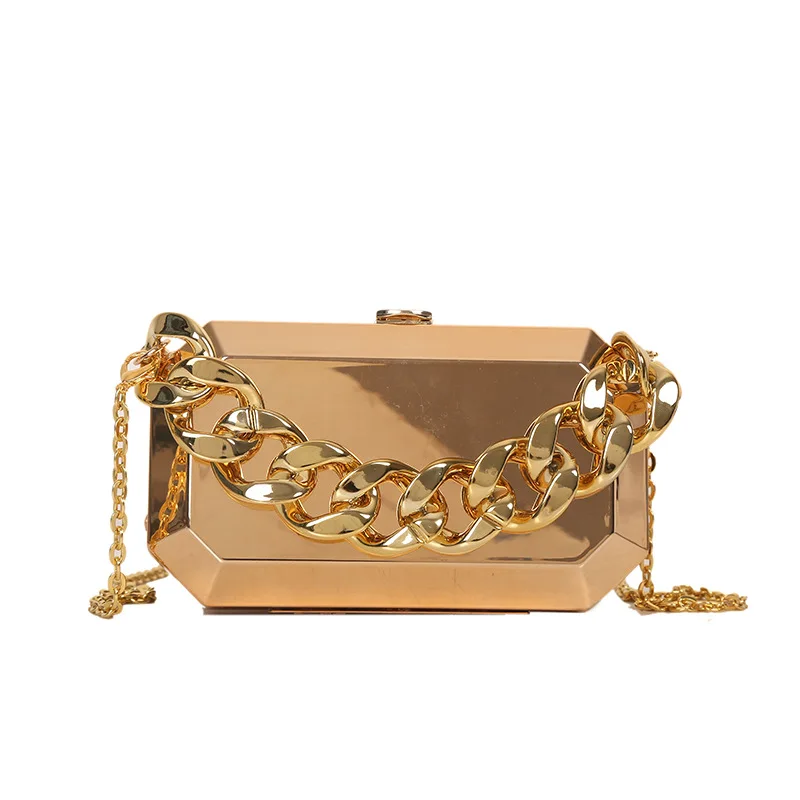 Shoulder Bags Women Evening Bag Gold Silver Metal Box Bag Women Dinner Bags Designer Shoulder Bags Luxury Party Purses Pvc Crossbody Bag
