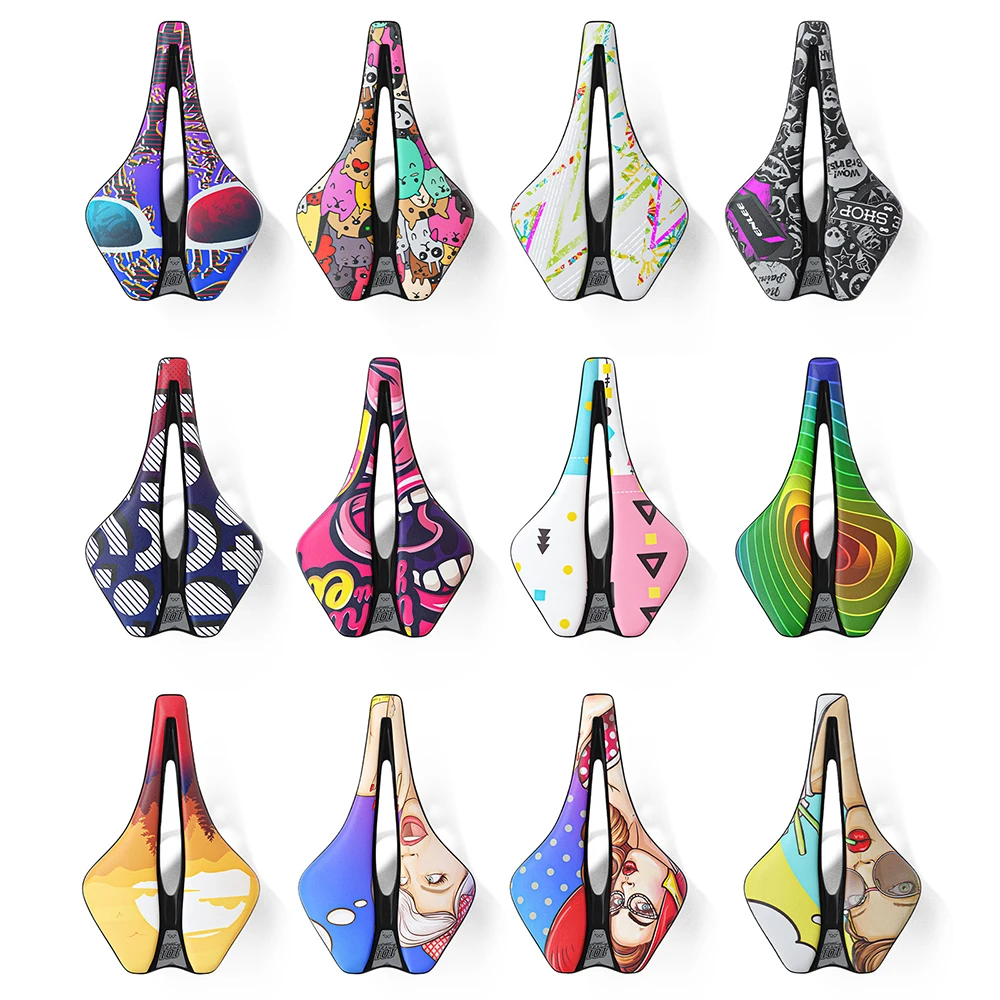 

ENLEE Bicycle Hollow Seat ultra-light 230g Wear PU Personality Trend Short Nose MTB Road Bike ultra light Cycling Saddle Cushion