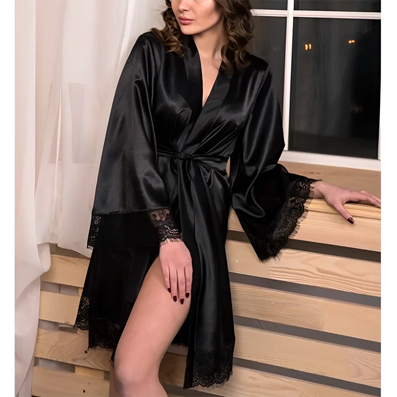 Sleepwear Pajamas Women's Summer Pajamas Simple Sexy Nightgown Lingerie Transparent Lace Soft Silk Bathrobe Comfortable Fashion Leisure Home Wear