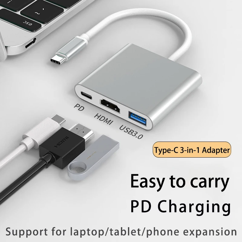 3 в 1 тип C до 4K HDMI-совместимый адаптер USB 3.0-концентратор многопортовый PD зарядная док-станция для ноутбука Macbook