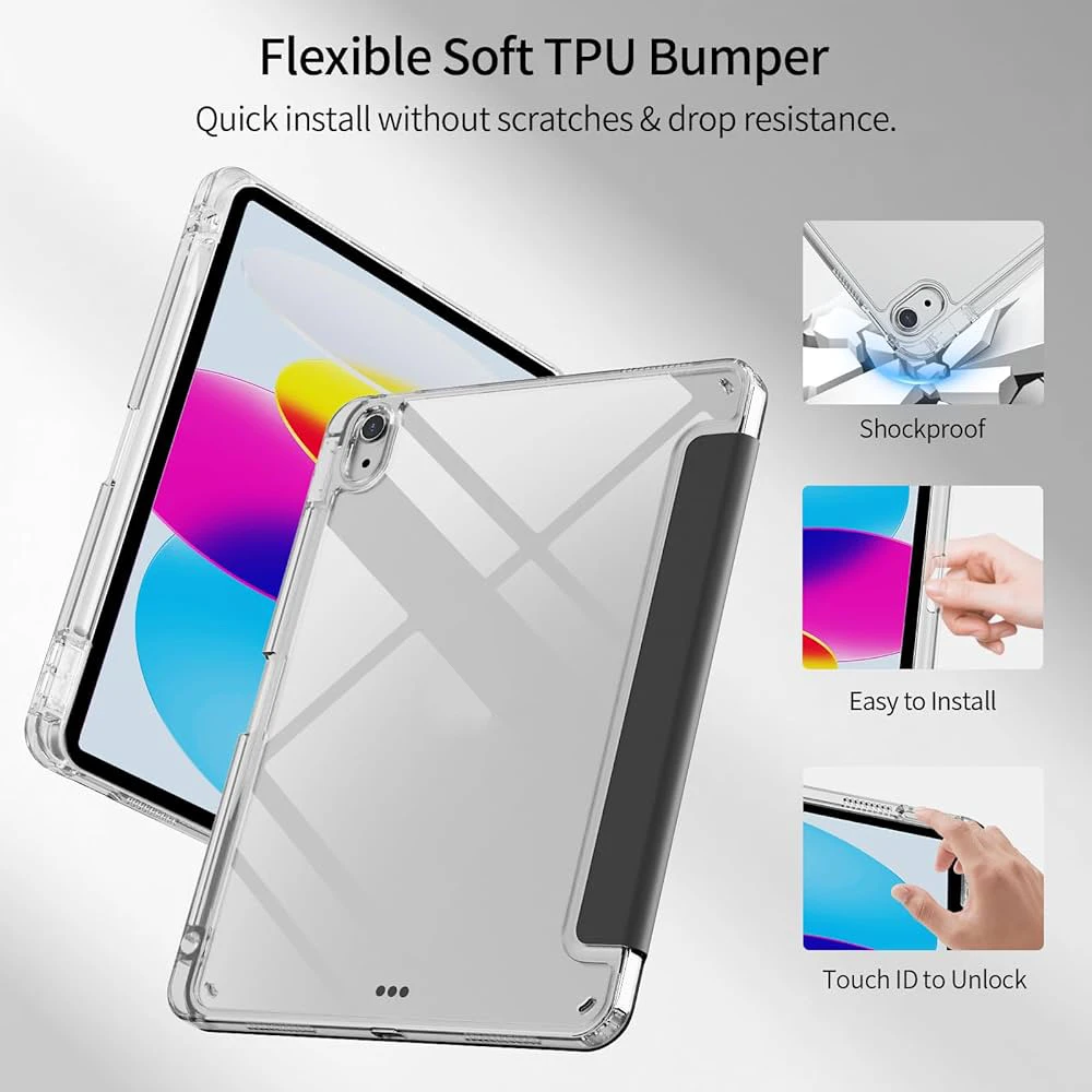 Y-Shaped Case for iPad A16 11th 10th generation, 5/6/7/8/9th gen, Air mini Pro 11 12.9 with Pencil holder Multi-Angle Stand — view 3