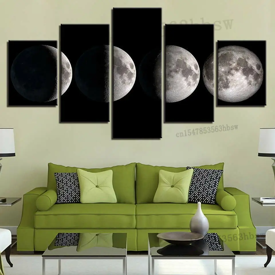 Large Canvas Print Paintings Pic Home Decor Wall Art Abstract Moon Black Framed 