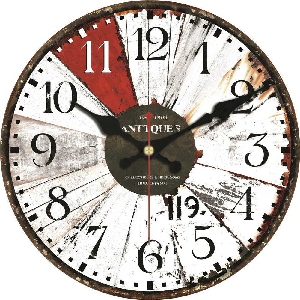Figure Wall Clocks Shabby Retro Home Kitchen Room Decor Rustic Cooker Non-Ticking Silent Quiet Cook Small Kitchen Clocks 