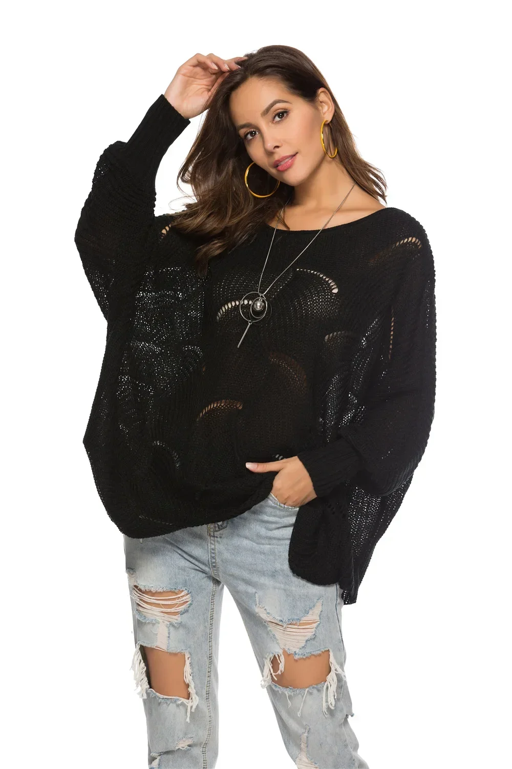 

2023 new fashion Super Size Sweater thin sweater GRAY22