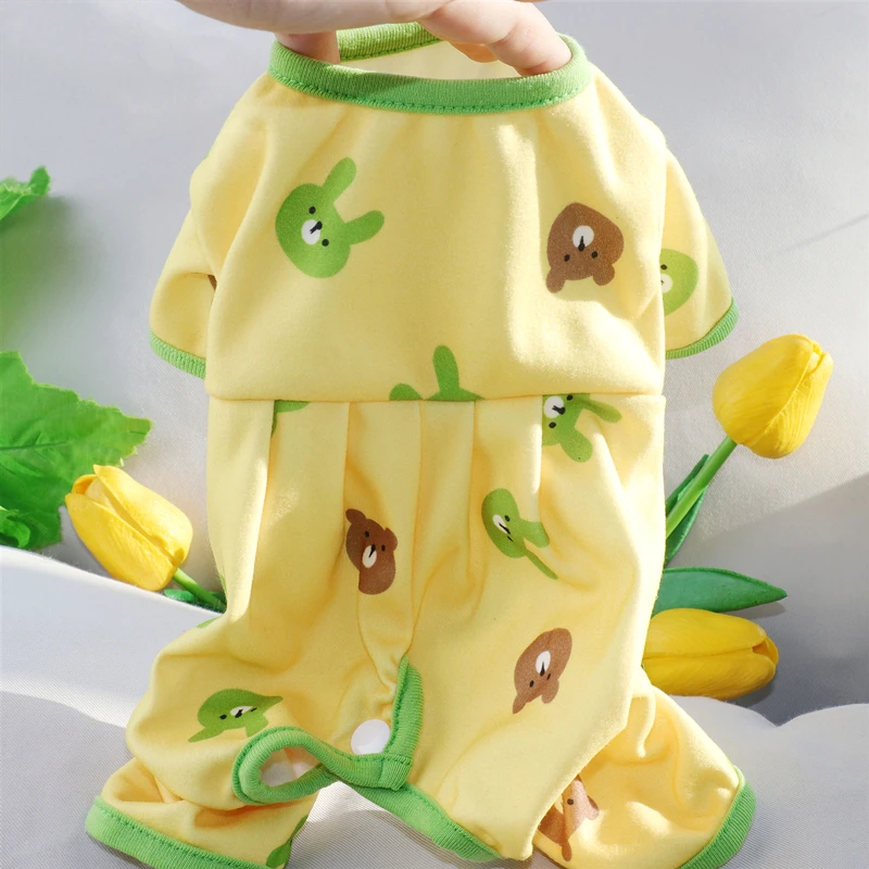 

Yellow Rabbit Dog Clothes Pet Belly Wrap Teddy Four legged Winter Warm Home Clothes Dog Soft Pullover Pet Supplies