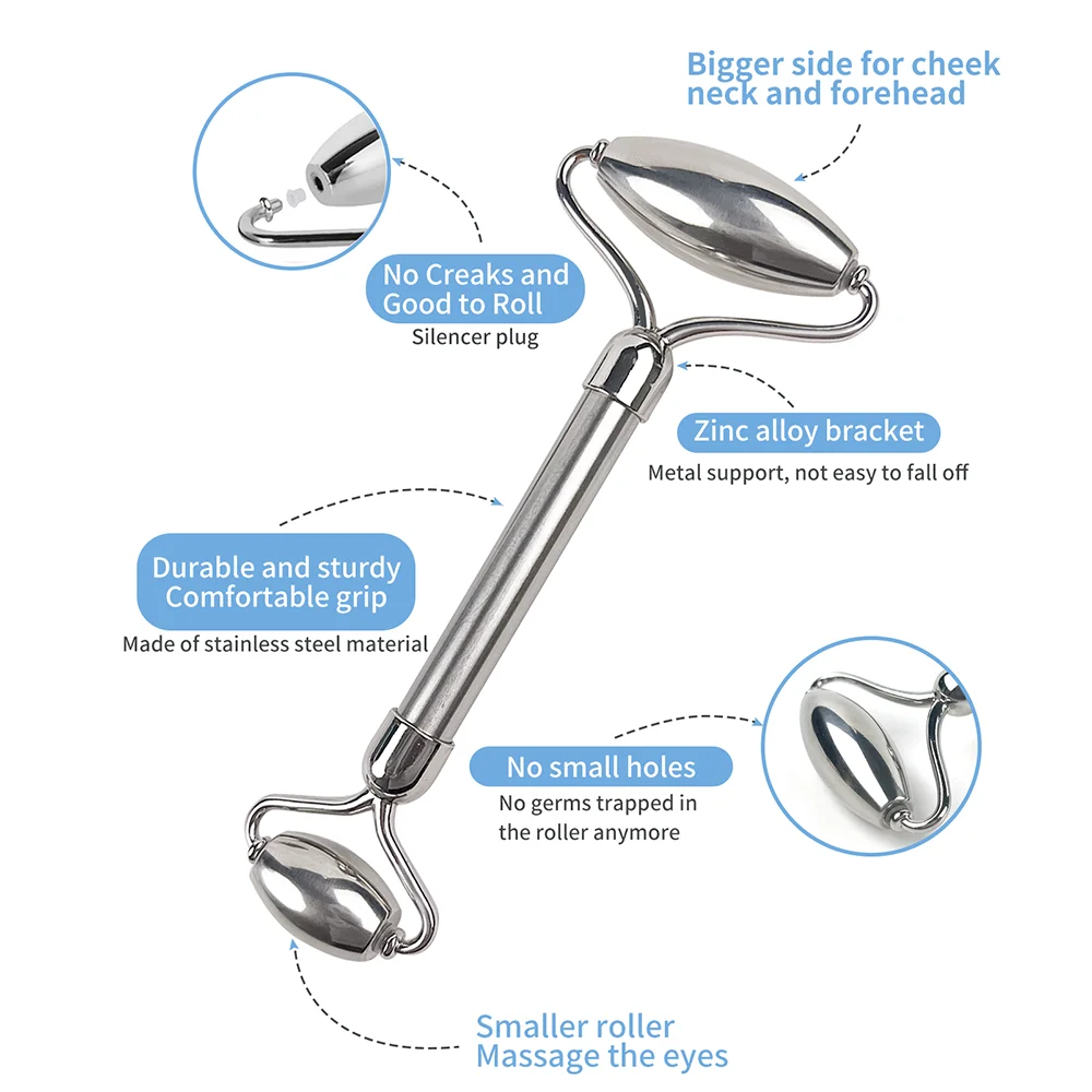 Premium Stainless Steel Double-Headed Facial Massage Roller