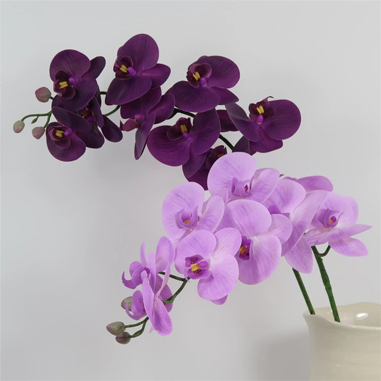 9 cabeças phalaenopsis alta simulação mão sentimento orquídea roxo escuro  decoração de casa vasos flores casamento paisagismo| | - AliExpress