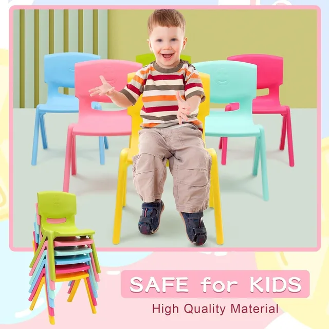 Stackable Stools, 6 Pcs Colorful Plastic Classrooms Chairs for Kids Learning Chairs Indoor Outdoor,Preschool,Daycare Center 2
