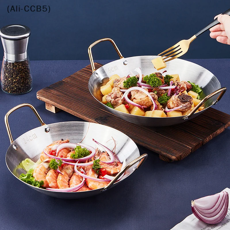 1Piece Stainless Steel Outdoor Gas Stove and Alcohol Stove Special Small Hot Pot Chinese Frying Pan Camping Cookware