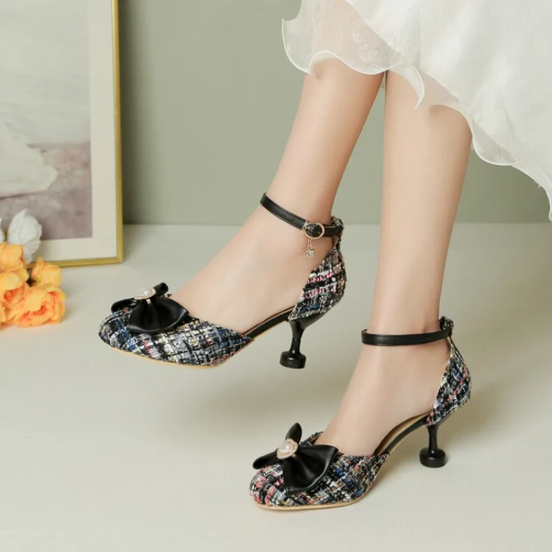 

Seize 34-46 Comfortable Casual Wine Glass with Lovely Women's High-heeled Sandals