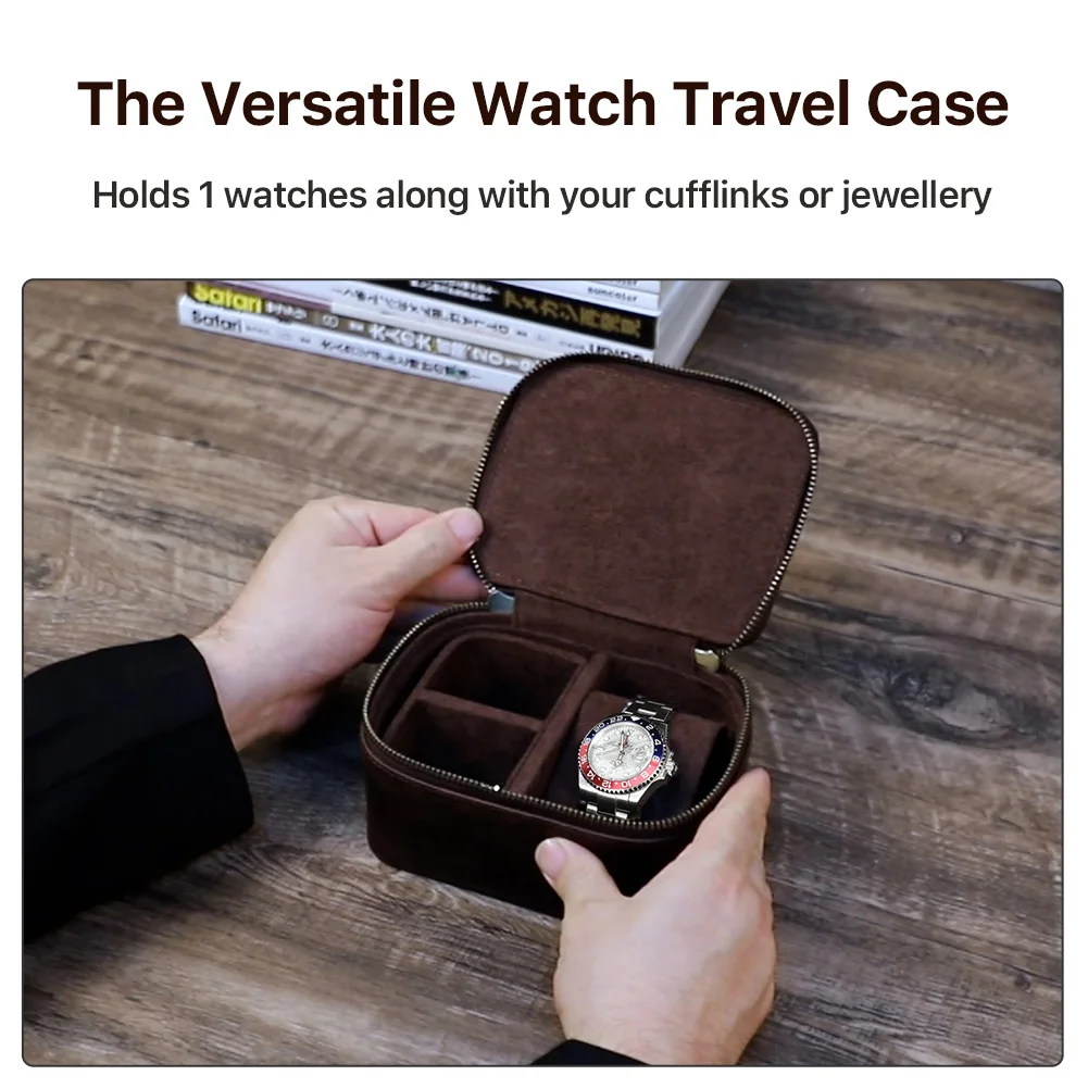 Handmade Retro Genuine Leather Jewelry Storage Watch Box Organizer Display Travel Case Holder for Men Women Ring Accessories