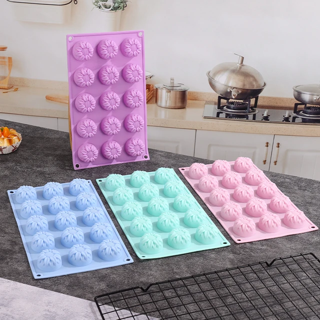 15 Cavity Flower Chocolate Candy Molds, Non-Stick Silicone Molds Baking  Molds for Chocolates, Candies, Ice