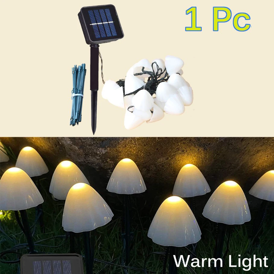 Solar Lights String Mushroom Lawn Fairy Lights LED Solar Lamps Outdoor For Garden Patio Terrace Path Landscape Decoration Lamps