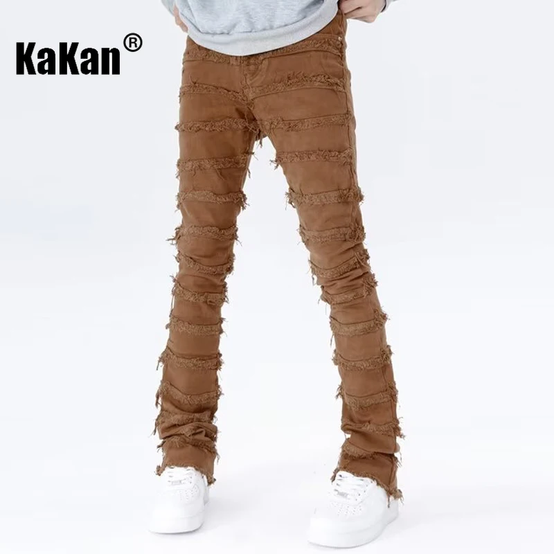 Kakan - New Bomb Street Simple Lazy Jeans for Men, Personalized Zipper Micro Flap Pants Wash Jeans K58-MAX-5150