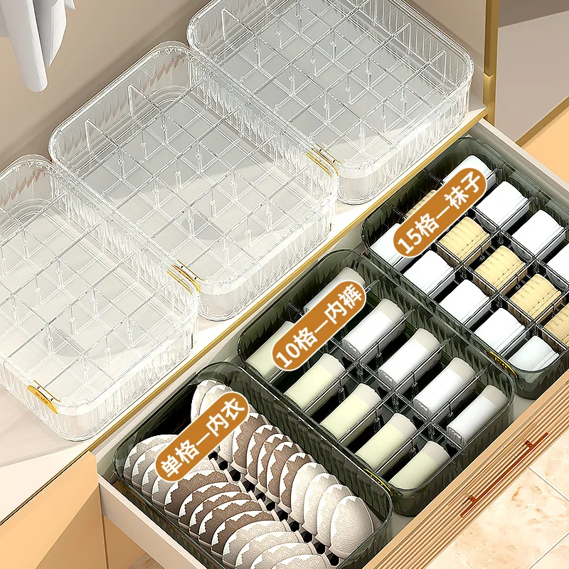 

Acrylic Underwear Organizer with Thickened Walls for Dorm Room and Closet Multifunctional Transparent Storage Box