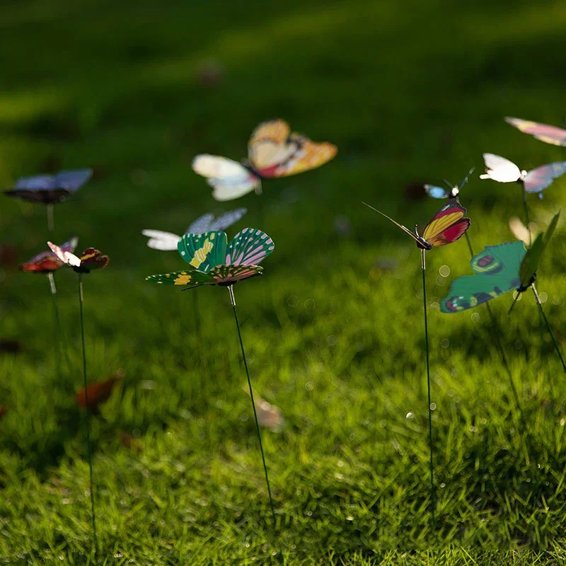 Farfalle Decorative Da Giardino - 10 Pezzi Con Adesivo In Metallo - Design Realistico E Impermeabile
