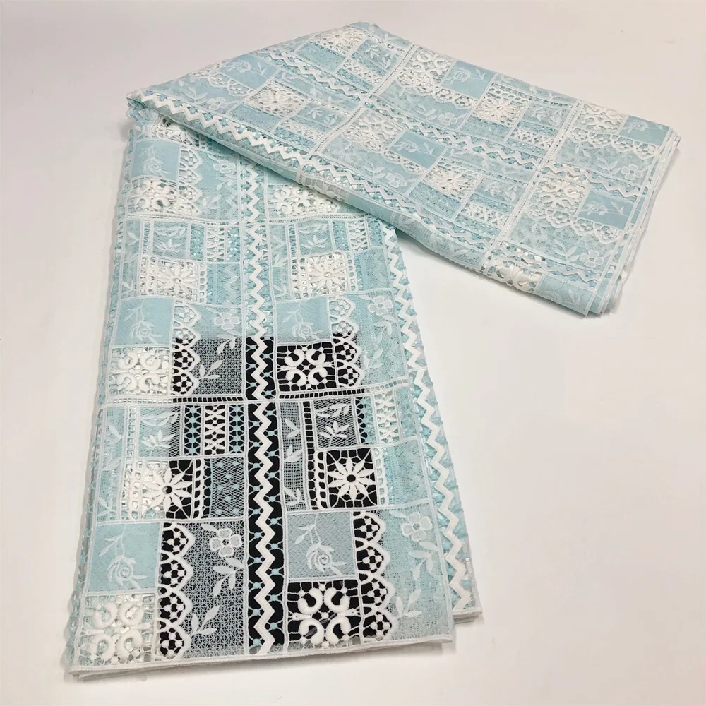 Afrikanischer Spitzenstoff im neuen Stil, 2025, hochwertige Spitze, wasserlöslich, bestickt, modischer weicher Spitzenstoff, 5 Yards