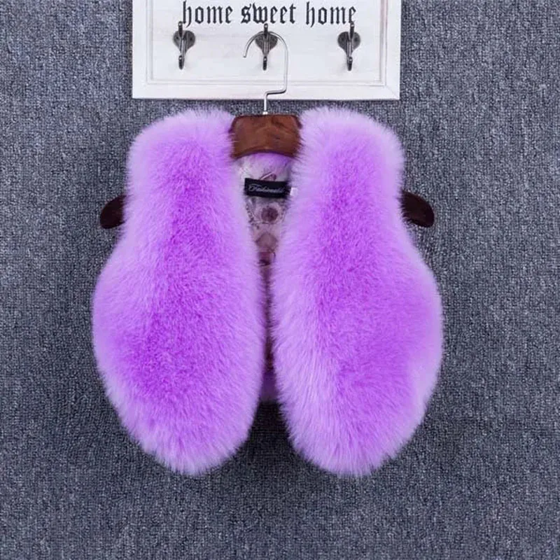 Winter Autumn Plush Outerwear Girl Vest Baby Sleeveless Jacket Fashionable Children's Vest Imitation Fur Baby Girl Waistcoat