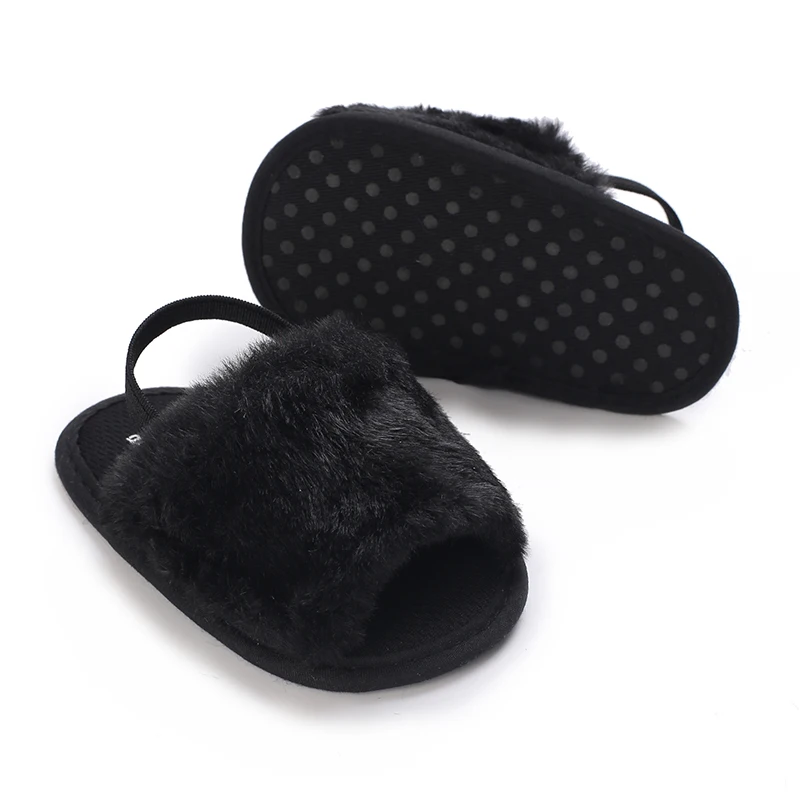 Winter Cute Baby Slippers Fluffy Baby Boy Girl Sandals Soft Non-slip Sole Toddler First Toddler Shoes