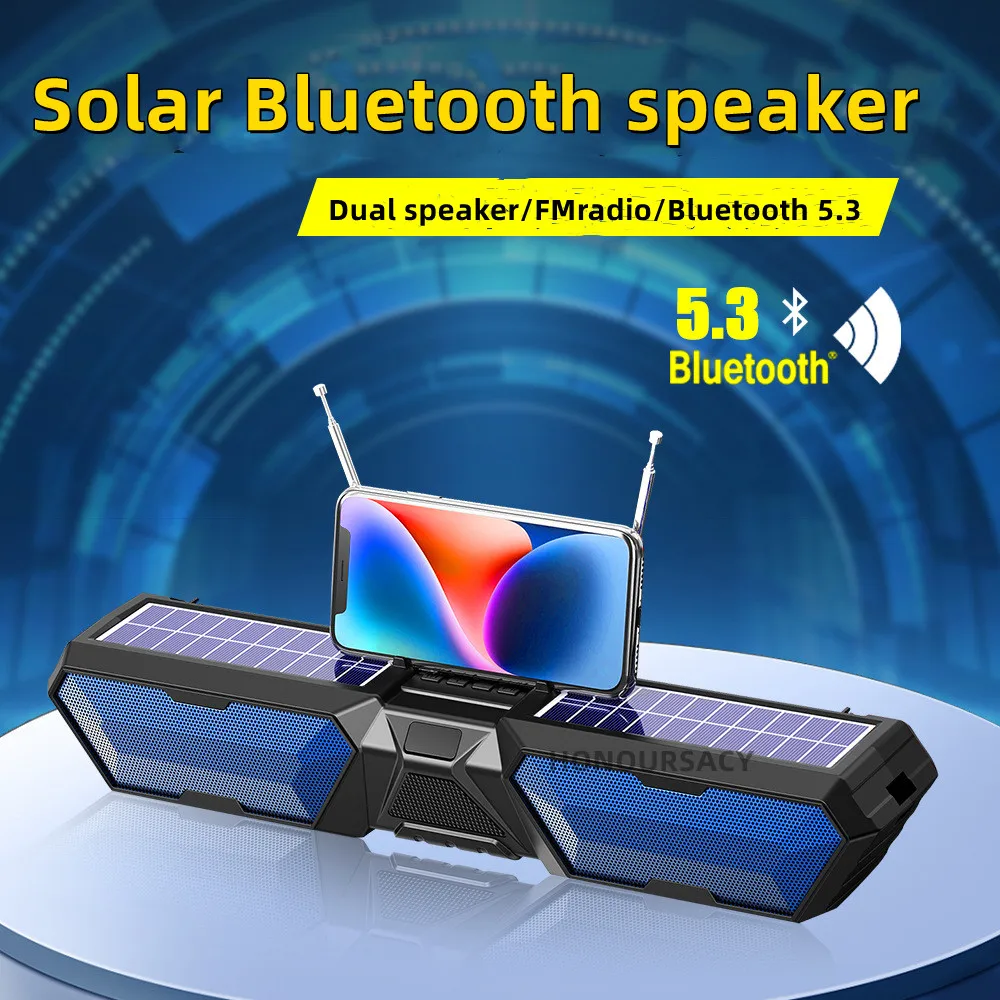 

Multi-function Music Solar Wireless Speaker Bluetooth Speaker with FM Radio Support TF Card/USB Drive Playback Outdoor Subwoofer