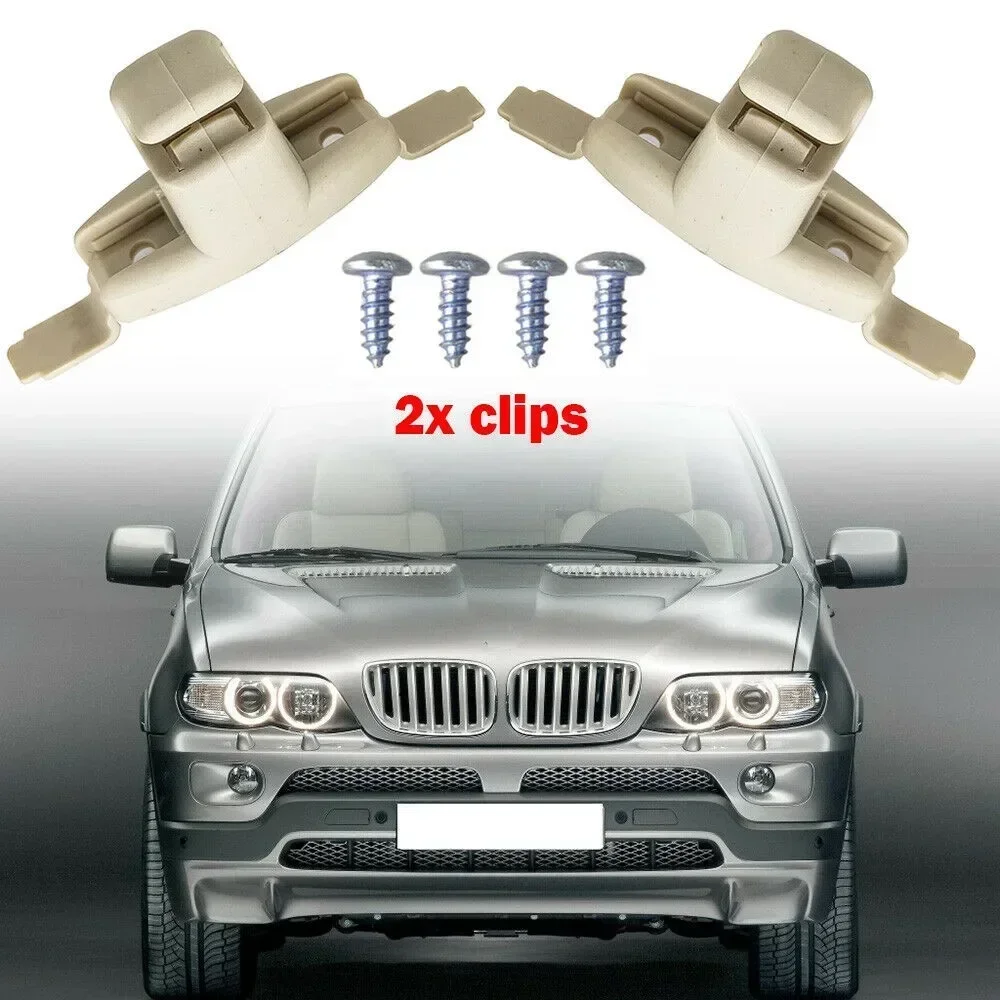 BMW 3, 5, 7 시리즈, E46, E38, E39, E53 용 거치대 브래킷 마운트, 자동차 선바이저 클립, 거치대 클립 51168243575, 2x