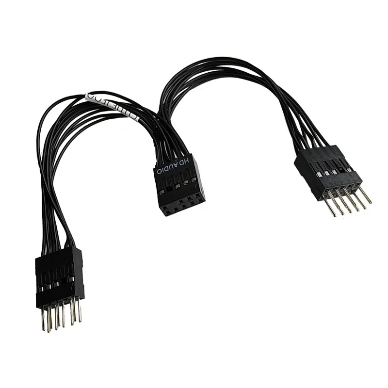 10CM Desktop Computer Motherboard Audio HD Extension Cable 9Pin Female To 2-Port Male Splitter Data Cord cute headset wire wrap cord multi function data line splitter desktop data line splitter hub data line clamp rack