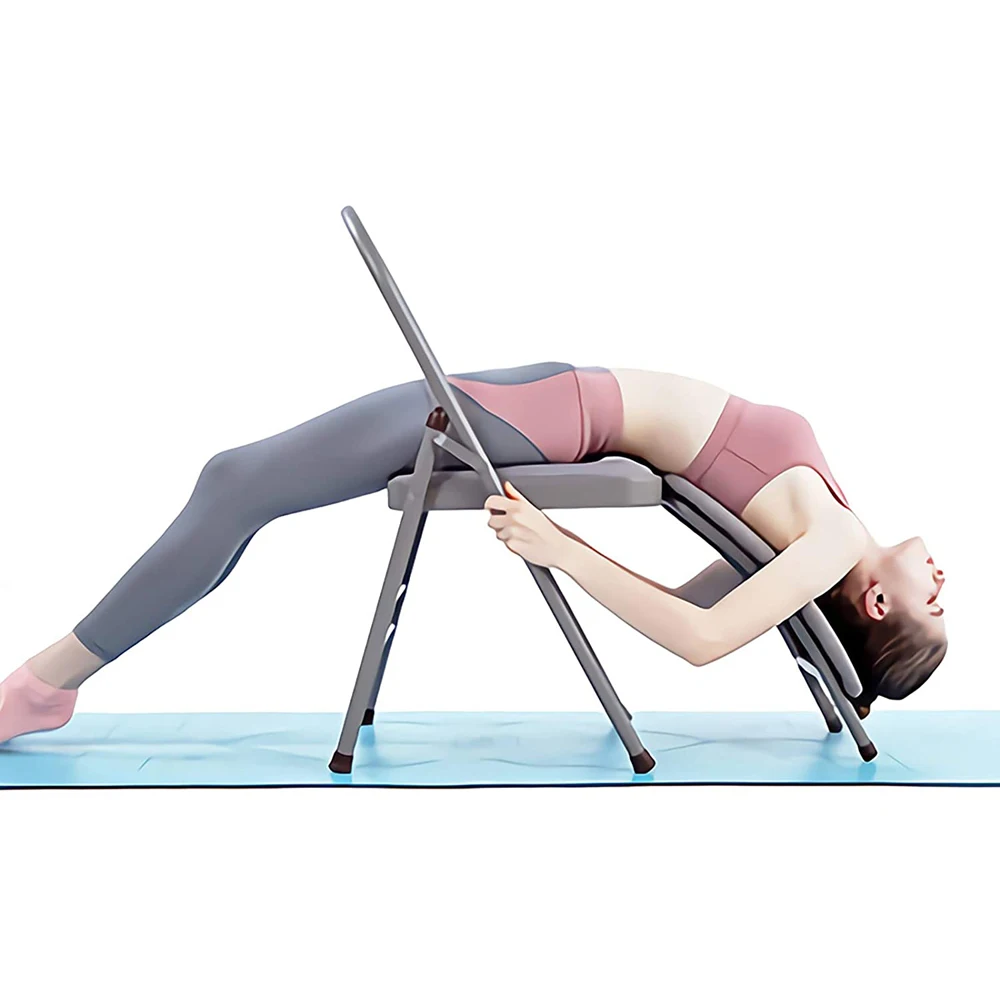 Yoga Inversion Chair With Lumbar Support - Foldable Handstand & Core Training Tool For Adults & Seniors