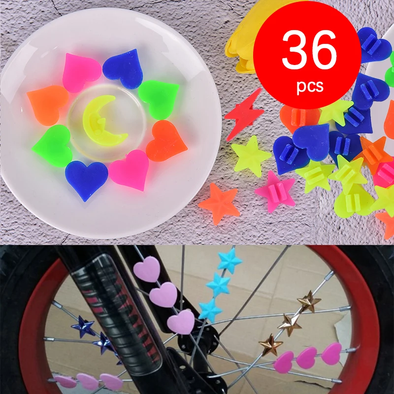 36PCS Colorful Decorations Clips for Kids Bike Multi Color Plastic Bicycle Wheel Spoke Beads Children Kid Gifts Bike Accessories