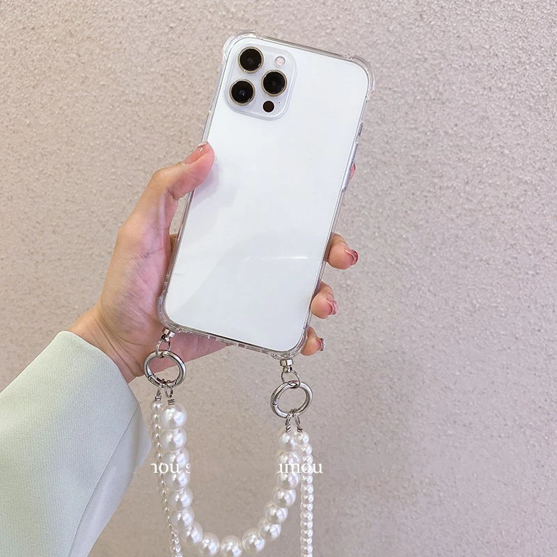 

Pearl Bracelets Chain Crossbody Necklace Lanyard Phone Case For iphone 14 15 13 11 12 Pro Max MiNi XR X XS 7 8 plus SE 20 Cover