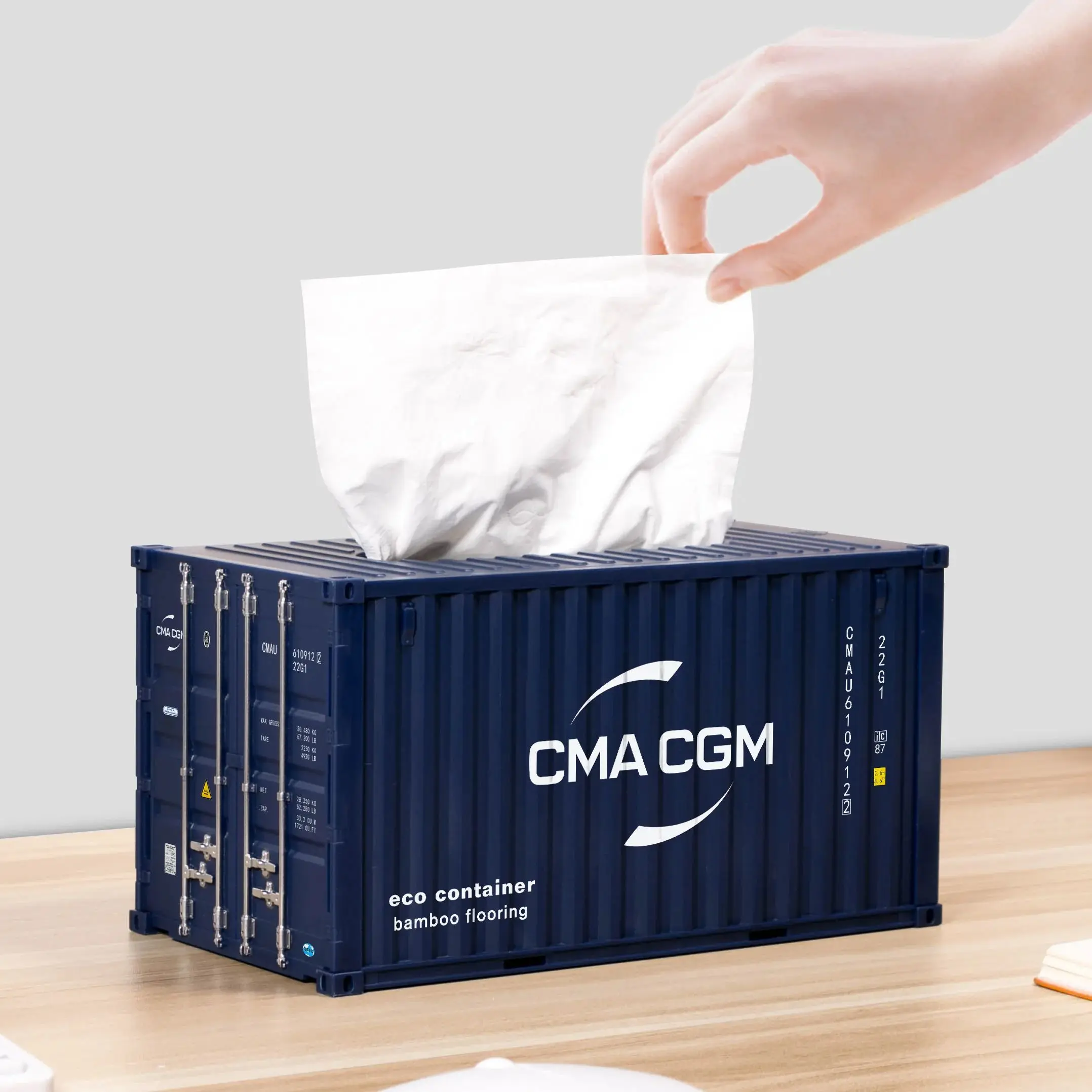 Container Tissue Box CMA Shipping Container Model Creative Storage Napkin Holder Desktop Storage Napkin Box Fashion Decoration