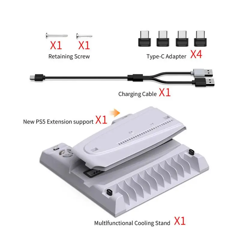 Newest Vertical Stand Controller Charging Dock Multifunctional Charger Holder Reusable Stand with Fan for Better Charging Conven