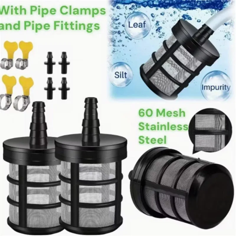 1/2개 8/10/11/12/13mm 호스 점적 관개 필터 금속 메쉬 정원 농업 관개 필터 급수 파이프 부속품