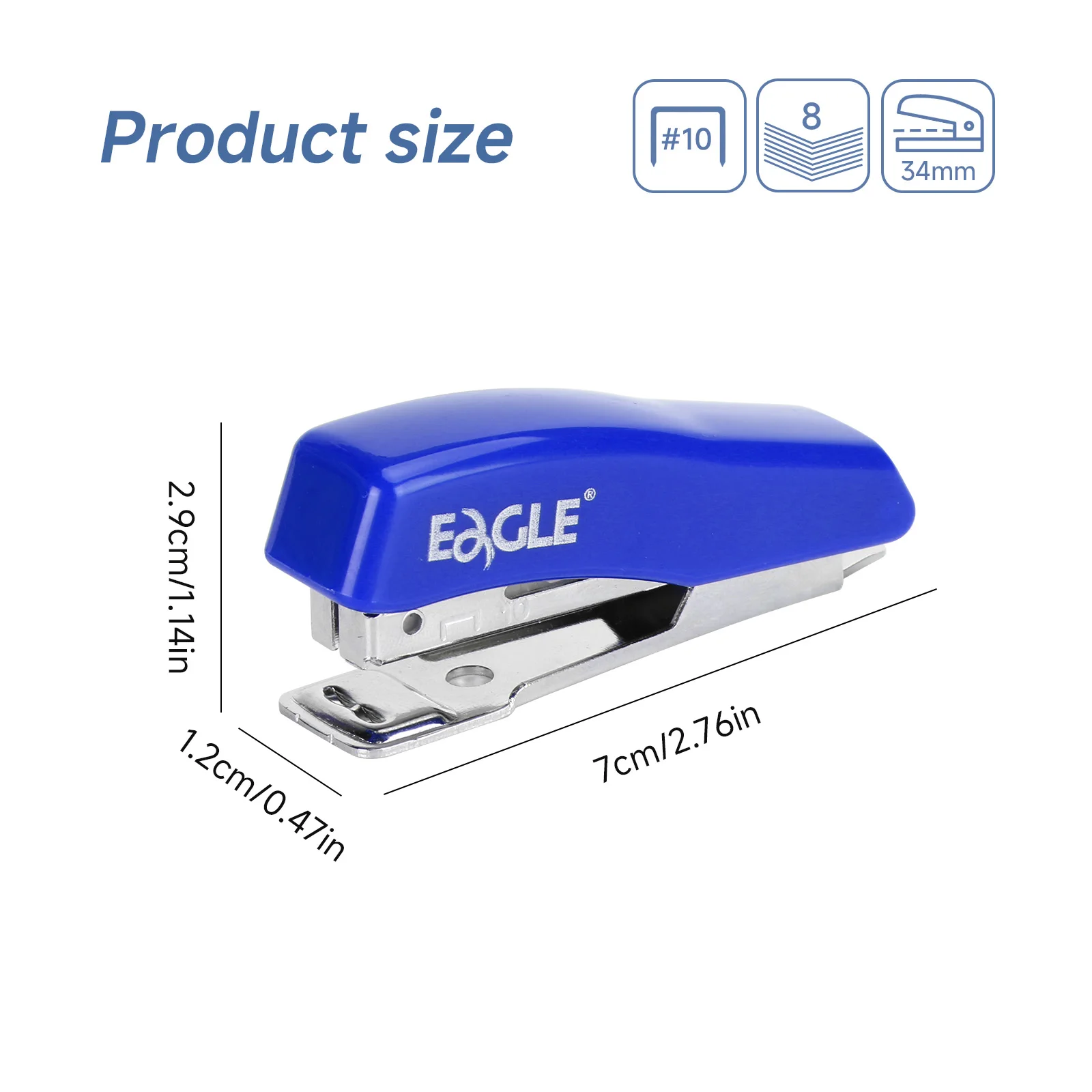 스테이플 제거기가 내장된 EAGLE 미니 스테이플러, ABS 플라스틱, 스테이플 1000개 포함, 사무실, 가정, 학교용 컴팩트 사이즈