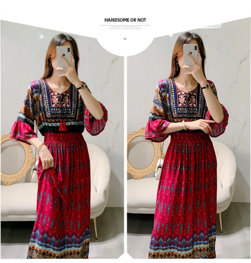 Bohemian Long Tassel Women Dress - Vintage Style