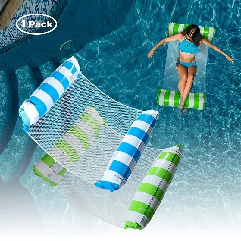 Adult Inflatable Swimming Water Sofa Hammock Foldable Striped Floating Mat Pool Lounger Bed Party Accessory for Outdoor Fun 1Pcs floating water mat,inflatable float hammock,inflatable sofa,inflatable water toys