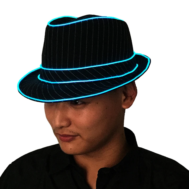 Luminous Hat Gentleman Performance jazz Hat LED Glow Top cap Party Gift Birthday Wedding Costume Christmas Halloween Supplies